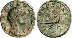 RÖMER RÖMISCHES KAISERREICH. Diva Paulina, verstorbene Gemahlin des Maximinus. AE-Sesterz 18,49g. Büste in Palla, bedeckt, n.r. DIVA PAVLINA / CONSECRATIO - S - C Paulina fliegt auf Pfau himmelwärts u