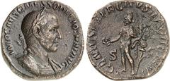 RÖMER RÖMISCHES KAISERREICH. TRAIANUS DECIUS 249-251. AE-Sesterz (249) 28mm 16,36g. Panzerbüste m. Lorbeerkranz n.r. IMP CAES C MESS Q DECIO TRAI AVG / GENIVS EXERCITVS ILLVRICIANI - S - C Genius steh