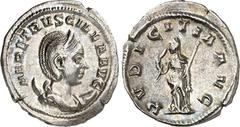 RÖMER RÖMISCHES KAISERREICH. Herennia Etruscilla, Gemahlin des Traianus Decius 249-251. Antoninian 2,68g. Pallabüste m. Diadem a. Mondsichel n.r. HER ETRVSCILLA AVG / PVDICITIA AVG Pudicitia steht n.l
