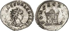 RÖMER RÖMISCHES KAISERREICH. Divus Valerianus II. Caesar 258. Bi-Antoninian 3,54g, Rom. Drapierte gepanzerte Büste mit Strahlenkrone n.r. DIVO CAES VALERIANO / CONSECRATIO Altar. RIC 24, C. 14. . leic