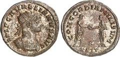 RÖMER RÖMISCHES KAISERREICH. AURELIANUS 270-275. Bi-Antoninian (274) 21/22mm 3,89g, Siscia. Panzerbüste mit Strahlenkrone n. r. IMP C AVRELIA NVS AVG / CONCOR DIA MILITVM Concordia und Kaiser reichen 
