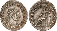 RÖMER RÖMISCHES KAISERREICH. Constantius I. Chlorus Caesar 293-305. AE-Antoninian (Ende 293) 4,13g, Lyon, 2. Off. Paludamentbüste m. Strkr. n.r. FL VAL CONSTANTIVS NOB C / PROVIDE-N-T DEOR Providentia