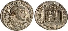 RÖMER RÖMISCHES KAISERREICH. MAXENTIUS Augustus 307-312. AE-Follis 24/23mm (309) 6,24g, Aquileia, 2. Offizin. Büste mit Lorbeerkranz im Herrschermantel mit Adlerzepter n.r. IMP C MAXENTIVS P F AVG CON