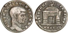 RÖMER RÖMISCHES KAISERREICH. Divus Romulus z.Z. Maxentius 309-312. AE-Follis 25/24mm (309/312) 5,16g, Ostia, 4. Off. Büste n.r. DIVO ROMVLO NV BIS CONS / AETERNAE MEMORIAE Kuppeldach über Rundtempel m