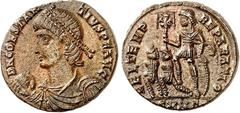 RÖMER RÖMISCHES KAISERREICH. CONSTANTIUS II. Augustus 337-361. AE-Maiorina 19mm (348/351) 3,04g, Nicomedia, 3. Off. Paludamentbüste m. Perlendiadem u. Globushand n.l. D N CONSTAN-TIVS P F AVG / FEL TE