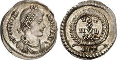 RÖMER RÖMISCHES KAISERREICH. VALENTINIANUS I. 364-375. Siliqua (367/375) 2,06g, Antiochia. Paludamentbüste m. Perlendiadem n.r. D N VALENTINI-ANVS P F AVG / VOT - X - MVL - XX im Lorbeerkranz, unten A