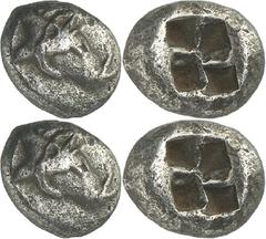 LYKIEN Unbekannte Stadtkönige 500-480 v. Chr. Trite (1/3 Stater) (um 500 v.Chr.) 2,91g. Keilerkopf n.r. / Viergeteiltes Incusum. SNG v.Aul. - . ex Künker 67, 2001, 422 = Slg.Maag 673 ss/vz