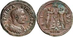 GRIECHEN der RÖMISCHEN KAISERZEIT THRAKIEN BIZYA (Viceh) Philippus I. Arabs 244-249. AE-Medaillon 41,5/41mm 39,82g. Paludamentbüste m. Lkr. n.r. AVT M IOVL - FILIPPOC AVG / BI-ZVH-NWN Nike und Kaiser 