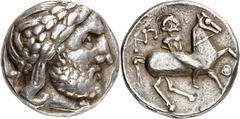 * Tetradrachmon 13,57g. Zeuskopf m. Lkr. n.r. / LP Ephebe hoch zu Ross n.r.; r. "Rundschild". Ziegaus - (vgl. 652), Slg.Lanz - .