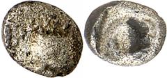 Kelten, Griechen, Griech. Städteprägungen IONIEN STÄDTE MAGNESIA am Mäander (Manisa). 1/24 Siglos (Tetartemorion) (vor 494 v.Chr.) 0,20g. Adlerkopf n.r. / Im Quadrat: Satrapenzeichen: Ring mit UVU-för