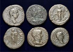 LOTS DER ANTIKE GRIECHEN der RÖMISCHEN KAISERZEIT. MOESIEN. 22 Bronzeprägungen 22-28mm. MESEMBRIA: Gordian III. mit Tranquillina, NIKOPOLIS: Septimius Severus, Elagabal mit J. Maesa, ODESSOS: Caracall