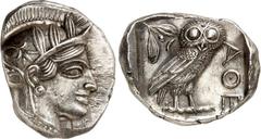 GRIECHEN ATTIKA. ATHEN. Tetradrachmon (403/365 v.Chr.) 17,33g. Athenakopf n.r. / Im Quadrat: Eule steht n.r., Kopf v.v.; r. AQE. Svor. Tf. 15,32. . vz