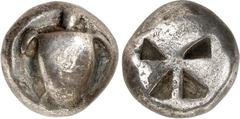 GRIECHEN AIGINA. Stater (um 510 v.Chr.) 12,13g. Seeschildkröte / unregelmäßig viergeteiltes Windmühl-Incusum. BMC 10-18, SNG Dellep. 1513, Kraay 115. . feine Tönung, ss-