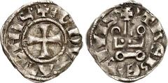 EPOCHE DER KREUZZÜGE ATHEN, Herzogtum. Wilhelm I. / Guido II. 1280-1287-1308. Bi-Denier tournois 0,76g, Theben. Fußkreuz im Perlkreis + x G DVX . ATEHIS . / + + THEBEI CIVIS Keil Kastell. Metcalf 1038