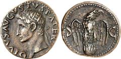 RÖMER RÖMISCHES KAISERREICH. Divus Augustus z.Z. Tiberius 14-37. AE-As (34/37) 9,05g. Kopf mit Strahlenkrone n.l. DIVVS AVGVSTVS PATER / S - C Adler steht mit ausgebreiteten Flügeln auf Globus v.v., K