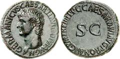 RÖMER RÖMISCHES KAISERREICH. Germanicus, Vater d. Caligula, Bruder d. Claudius 15 v. Chr. -19 n. Chr. AE-As, postum unter Caligula (40/41) 12,31g. Kopf n.l. GERMANICVS CAESAR TI AVG F DIVI AVG N / C C