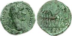 RÖMER RÖMISCHES KAISERREICH. ANTONINUS PIUS Augustus 138-161. AE-Sesterz (145) 23,85g. Kopf m. Lkr. n.r. ANTONINVS - AVG PIVS P P TR P / COS IIII - S C Kaiser fährt in Quadriga n.l. (processus consula