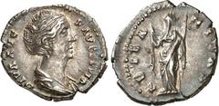 RÖMER RÖMISCHES KAISERREICH. Diva Faustina senior z.Z. Antoninus Pius 141/161. Denar 2,84g. Pallabüste n.r. [D]IVAE - FAVSTINAE / AETER-NITAS Faustina-Aeternitas steht mit Sceptrum v.v., Hand an Drapi