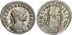 RÖMER RÖMISCHES KAISERREICH. AURELIANUS 270-275. Bi-Antoninian (274) 4,37g, Siscia, 1. Off. Panzerbüste m. Strkr. n.r. IMP C AVRELIANVS AVG / CONCORDIA MILITVM Kaiser u. Concordia beim Handschlag; unt