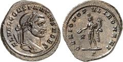 RÖMER RÖMISCHES KAISERREICH. Constantius I. Chlorus Caesar 293-305. AE-Follis 28mm (296/297) 10,13g, Rom. Belorbeerte Büste n. r. FL VAL CONSTANTIVS NOB C / GENIO POPVLI ROMANI Genius steht n. l., häl