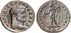 RÖMER RÖMISCHES KAISERREICH. Maximianus II. Galerius Caesar 293-305. AE-Follis 25/27mm (296) 10,77g, Aquileia, 3. Off. Kopf mit Lorbeerkranz n.r. [M]AXIMIANVS NOB CAES / GENIO POPV-LI ROMANI Genius st