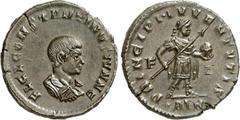 RÖMER RÖMISCHES KAISERREICH. Constantinus II. Caesar 317-337. AE-Follis 19mm (317) 3,88g, Trier, 1. Off. Paludamentbüste n.r. FL CL CONSTANTINVS IVN N C / PRINCIPI . IVVENTVTIS Caesar steht in Rüstung