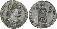 RÖMER RÖMISCHES KAISERREICH. IOVIANUS 363-364. AE-Doppelmaiorina 27/26mm 8,20g, Heraclea, 2. Off. Paludamentbüste m. Rosettendiadem n.r. D N IOVIAN-VS P F AVG / VICTORIA - ROMANORVM Kaiser steht in Rü