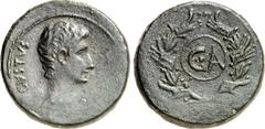 RÖMER RÖMISCHES KAISERREICH. AUGUSTUS 27 v. Chr. -14 n. Chr. AE-Dupondius (um 25 v.Chr.) 14,10g Pergamum / Ephesus. Kopf n.r. [AV]GVSTVS / C A im Lorbeer- u. Rostrenkranz. RIC 502, BMC 721, RPC 2234. 