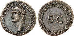 RÖMER RÖMISCHES KAISERREICH. Germanicus, Vater d. Caligula, Bruder d. Claudius 15 v. Chr. -19 n. Chr. AE-As, postum unter Caligula (40/41) 11,1g. Kopf n.l. GERMANICVS CAESAR TI AVG F DIVI AVG N / C CA