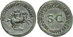 RÖMER RÖMISCHES KAISERREICH. Nero und Drusus Caesares, Brüder des Caligula +31 +33. AE-Dupondius (37/38) 11,06g. Beide Prinzen reiten n.r. NERO ET DRVSVS CAESARES / C CAESAR AVG GERMANICVS PON M TR PO