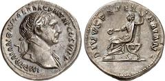 RÖMER RÖMISCHES KAISERREICH. TRAIANUS 98-117. Denar 3,24g, Rom. Büste mit Drapierung über l. Schulter und mit Lorbeerkranz n.r. IMP TRAIANO AVG GER DAC P M TR P COS VI P P / DIVVS PATER - TRAIAN . Div