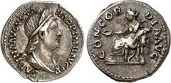RÖMER RÖMISCHES KAISERREICH. Sabina, Gemahlin des Hadrianus +136/137. Denar 3,23g. Pallabüste m. Diadem n.r. SABINA AVGVSTA - HADRIANI AVG P P / CONCOR-DIA AVG Concordia thront an Spes-Statuette n.l.;