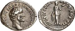 RÖMER RÖMISCHES KAISERREICH. ANTONINUS PIUS Augustus 138-161. Denar (138) 3,27g. Kopf n.r. IMP T AEL CAES HADRI - ANTONINVS / AVG PIVS P - M - TR P COS DES II Fides steht n.r., hält Kornähren und Früc