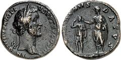 RÖMER RÖMISCHES KAISERREICH. ANTONINUS PIUS Augustus 138-161. AE-Sesterz (140/144) 22,73g. Kopf m. Lkr. n.r. ANTONINVS AVG PI-VS P P TR P COS III / [REX ARME]NIIS - DATVS - S C Kaiser steht n.l. u. be
