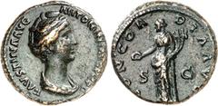 RÖMER RÖMISCHES KAISERREICH. Faustina senior, Gemahlin d. Antoninus Pius 138-141. AE-As 12,1g. Pallabüste n.r. FAVSTINA AVG - ANTONINI AVG PII P P / CONCOR-DIA AVG - S - C Concordia steht n.l. an Secu