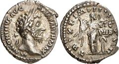 RÖMER RÖMISCHES KAISERREICH. MARCUS AURELIUS, Augustus 161-180. Denar (166) 2,90g. Kopf mit Lorbeerkranz n.r. M ANTONINVS AVG - ARM PARTH MAX / TR P XX - IMP IIII COS III Victoria steht v.v., Kopf n.r