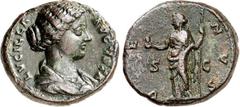 RÖMER RÖMISCHES KAISERREICH. Lucilla, Gemahlin des Lucius Verus 163-169 (+182). AE-As 11,27g. Drapierte Büste n. r. LVCILLA AVGVSTA / VENVS SC Venus steht n.l., hält Apfel und Szepter. RIC 1766, C. 75