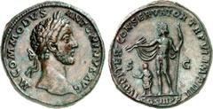 RÖMER RÖMISCHES KAISERREICH. COMMODUS, Augustus 177-192. AE-Sesterz (181) 25,98g. Belorbeerte junge Büste n. r. M COMMODVS ANTONIN VS AVG / IVPITER CONSERVATOR TRP VI IMP IIII COS III PP Jupiter steht