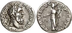 RÖMER RÖMISCHES KAISERREICH. PERTINAX 192-193. Denar (1./3.193) 3,53g. Belorb. Kopf n. r. IMP CAES P HELV PERTIN AVG / AEQVIT AVG TRP COS II Äquitas steht n. l., hält Waagschalen und Füllhorn. RIC 1a,