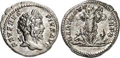 RÖMER RÖMISCHES KAISERREICH. SEPTIMIUS SEVERUS 193-211. Denar (201) 3,40g. Kopf m. Lkr. n.r. SEVERVS - PIVS AVG / PART MAX P - M TR P X 2 Captivi sitzen an Tropaeum. RIC 184, BMC 383-384, C. 372, Hill