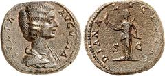RÖMER RÖMISCHES KAISERREICH. Iulia Domna als Gemahlin des Sept. Severus 193-211(+217). AE-As (198) 11,67g. Pallabüste n.r. IVLIA - AVGVSTA / DIANA LVCIFERA SC Diana steht n.l., hält Fackel mit beiden 