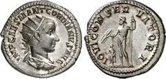 RÖMER RÖMISCHES KAISERREICH. GORDIANUS III. Augustus 238-244. Antoninian (238) 4,17g. Paludamentbüste m. Strkr. n.r. IMP CAES M ANT GORDIANVS AVG / IOVI CONSERVATORI Iupiter conservator steht n.l. u. 