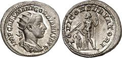 RÖMER RÖMISCHES KAISERREICH. GORDIANUS III. Augustus 238-244. Antoninian (238) 3,93g. Paludamentbüste m. Strkr. n.r. IMP CAES M ANT GORDIANVS AVG / IOVI CONSERVATORI Iupiter conservator steht n.l. u. 