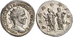 RÖMER RÖMISCHES KAISERREICH. TRAIANUS DECIUS 249-251. Antoninian 4,22g. Paludamentbüste m. Strkr. n.r. IMP C M Q TRAIANVS DECIVS AVG / PANNONIAE Beide Pannoniae stehen mit Signa v.v. RIC 21b, C. 86. .