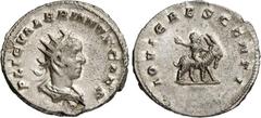 RÖMER RÖMISCHES KAISERREICH. Valerianus II., Caesar 255-258. Antoninian (255/257) 2,81g, Viminacium. Palliumbüste m. Strkr. n.r. P LIC VALERIANVS CAES / IOVI CRESCENTI Iupiter-Knabe reitet grüßend auf