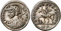 RÖMER RÖMISCHES KAISERREICH. PROBUS 276-282. Bi-Antoninian (277) 4,76g, Rom, 3. Off. Panzerbüste m. Helm, Strkr., Schild u. Lanze n.l. IMP PRO-BVS AVG / ADVENTVS PROBI AVG Kaiser reitet grüßend n.l.; 