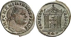 RÖMER RÖMISCHES KAISERREICH. MAXIMIANUS I. Herculius, 285-308,310. AE-Follis 26/27mm (307) 6,13g, Aquileia, 1. Offizin. Kopf mit Lorbeerkranz n.r. IMP C MAXIMIANVS P F AVG / CONSERV - VRB SVAE Roma th