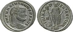 RÖMER RÖMISCHES KAISERREICH. MAXIMIANUS I. Herculius, 285-308,310. AE-Follis 27/30mm (298) 9,19g, Carthago, 2. Off. Kopf m. Lkr. n.r. IMP MAXIMIANVS P F AVG / FELIX A-D-VENT AVGG NN Africa steht mit E