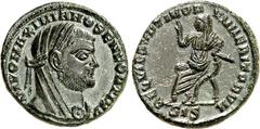RÖMER RÖMISCHES KAISERREICH. Divus Maximianus, z.Z. Constantinus I. 317-318. AE-Halbfollis 15mm 1,76g, Siscia. Kopf, bedeckt, m. Lkr. n.r. DIVO MAXIMIANO SEN FORT IMP / REQVIES OPTIMOR-VM MERITORVM Ma