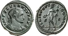 RÖMER RÖMISCHES KAISERREICH. SEVERUS II., Augustus 306-307. AE-Follis 27/28mm 9,12g, Trier, 1. Off. Büste mit Panzer und Lorbeerkranz n.r. IMP SEVERVS P F AVG / GENIO POPV-LI ROMANI Genius steht halb 